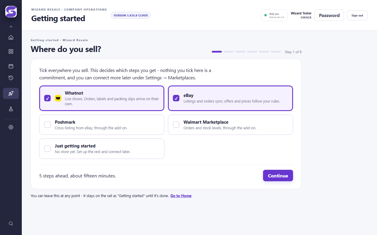 Tell us where you sell - screenshot