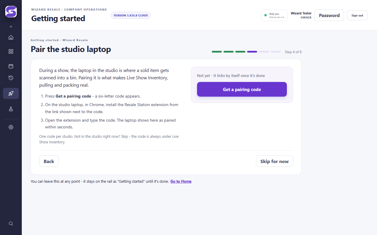 Pair the studio laptop - screenshot